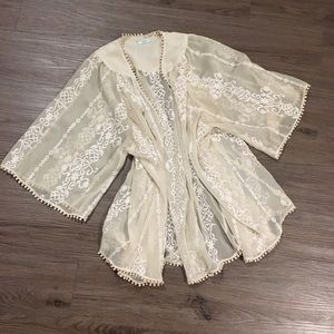 Kimchi Blue sheer cream kimono